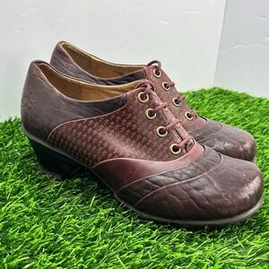 John Fluevog Women's Hopes Promise Burgundy Leather Oxford Shoes Low‎ Heels Sz 6